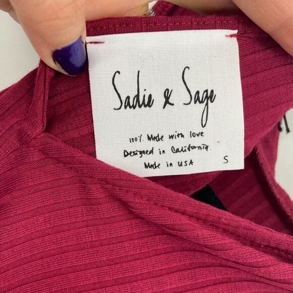 SADIE & SAGE Burgundy Mock Turtleneck Ribbed Sleeveless Shift Dress Size Small - Picture 5 of 7